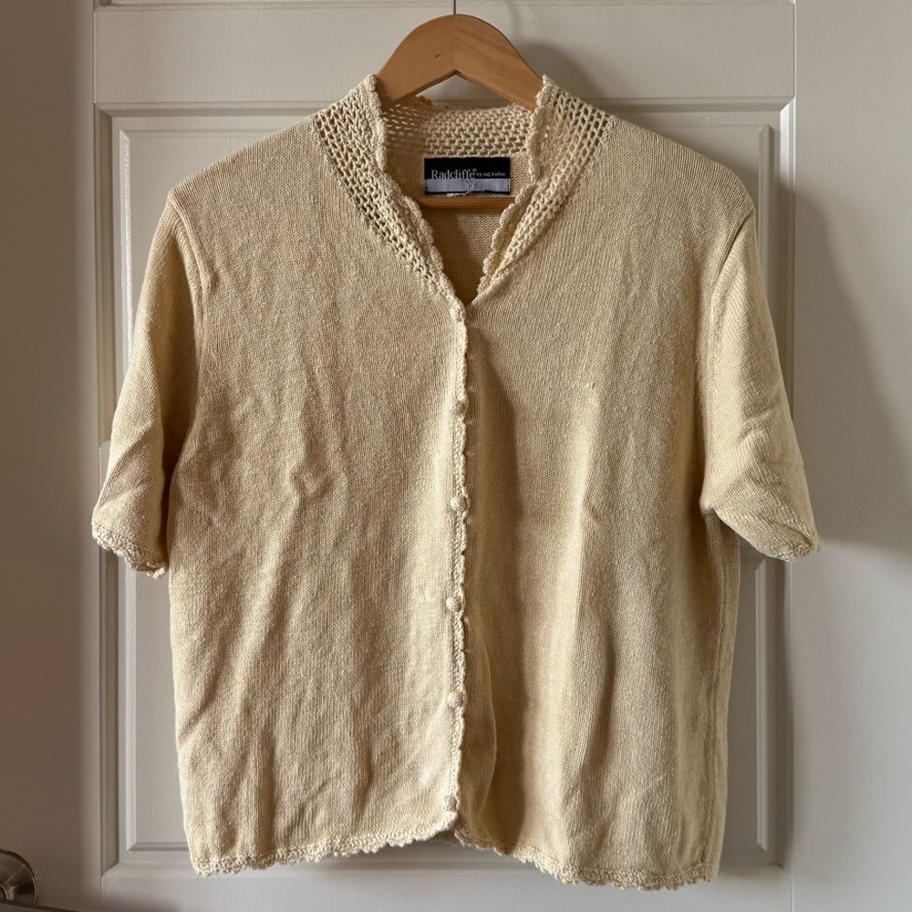 Vintage Radcliffe Short Sleeve Cardigan in Butter Yellow